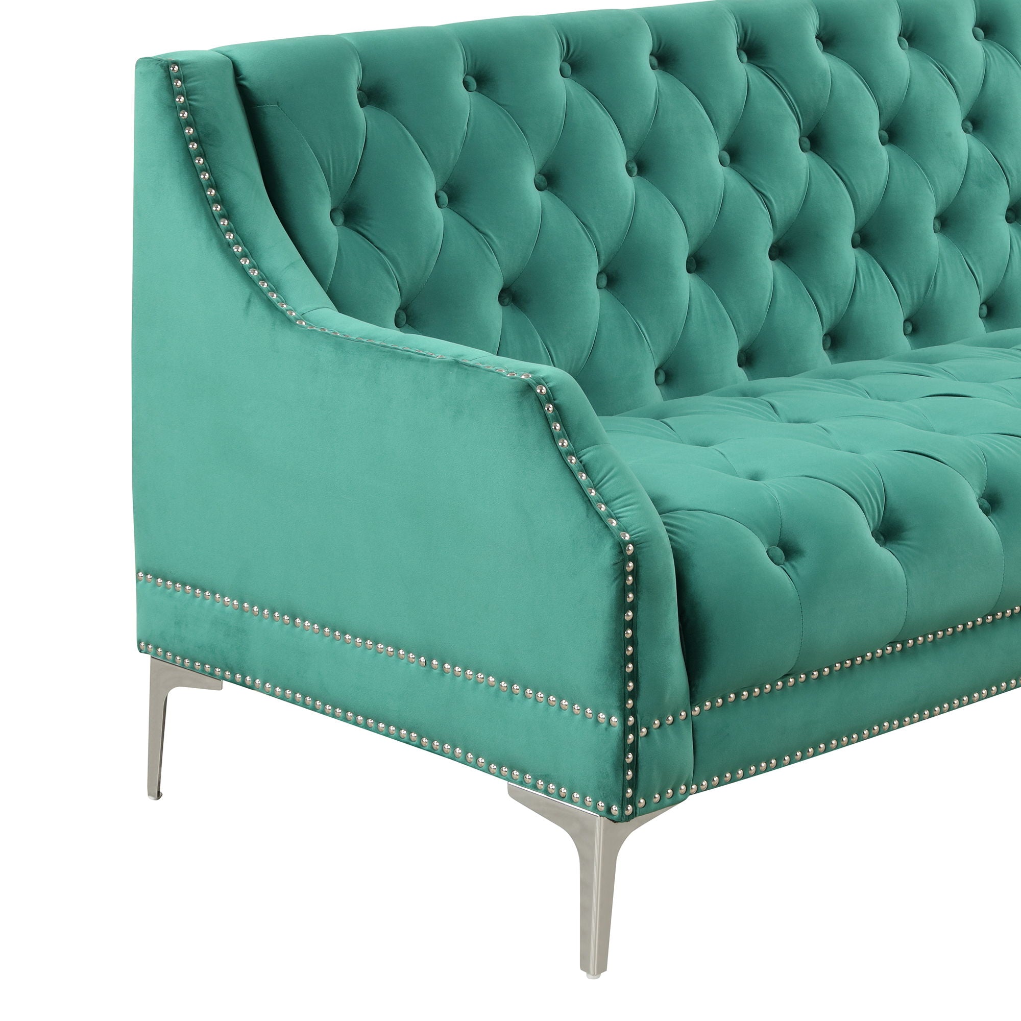 Modern Sofa Dutch Plush Upholstered Sofa With Metal Legs, Button Tufted Back