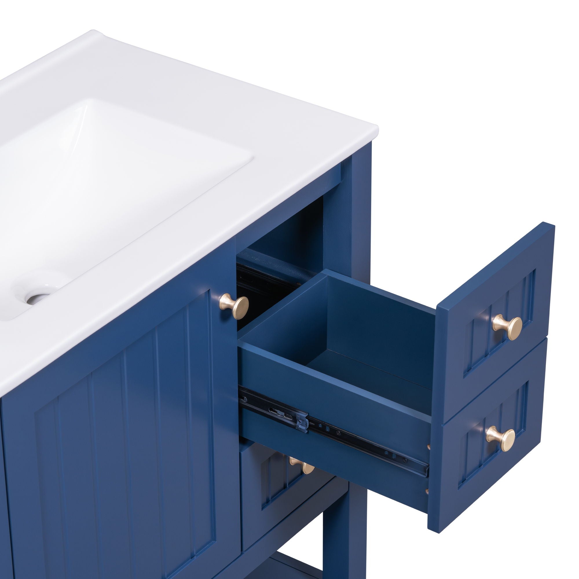 Transitional Style Bathroom Vanity Cabinet Combo With Ceramic Sink