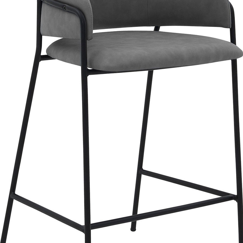 Faux Leather Counter Height Bar Chair - Black / Gray