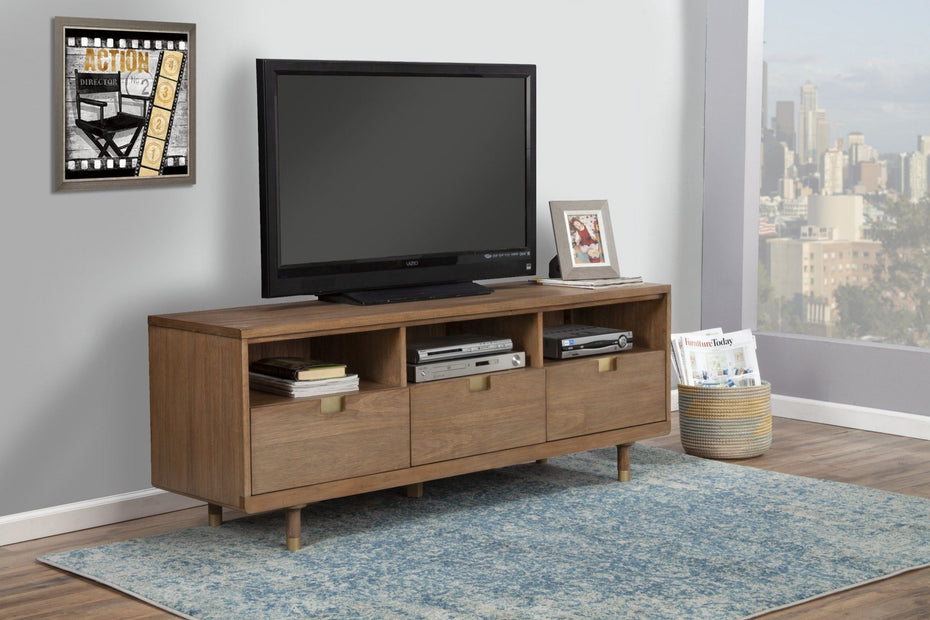 Solid Wood Open Shelving TV Stand - Sand