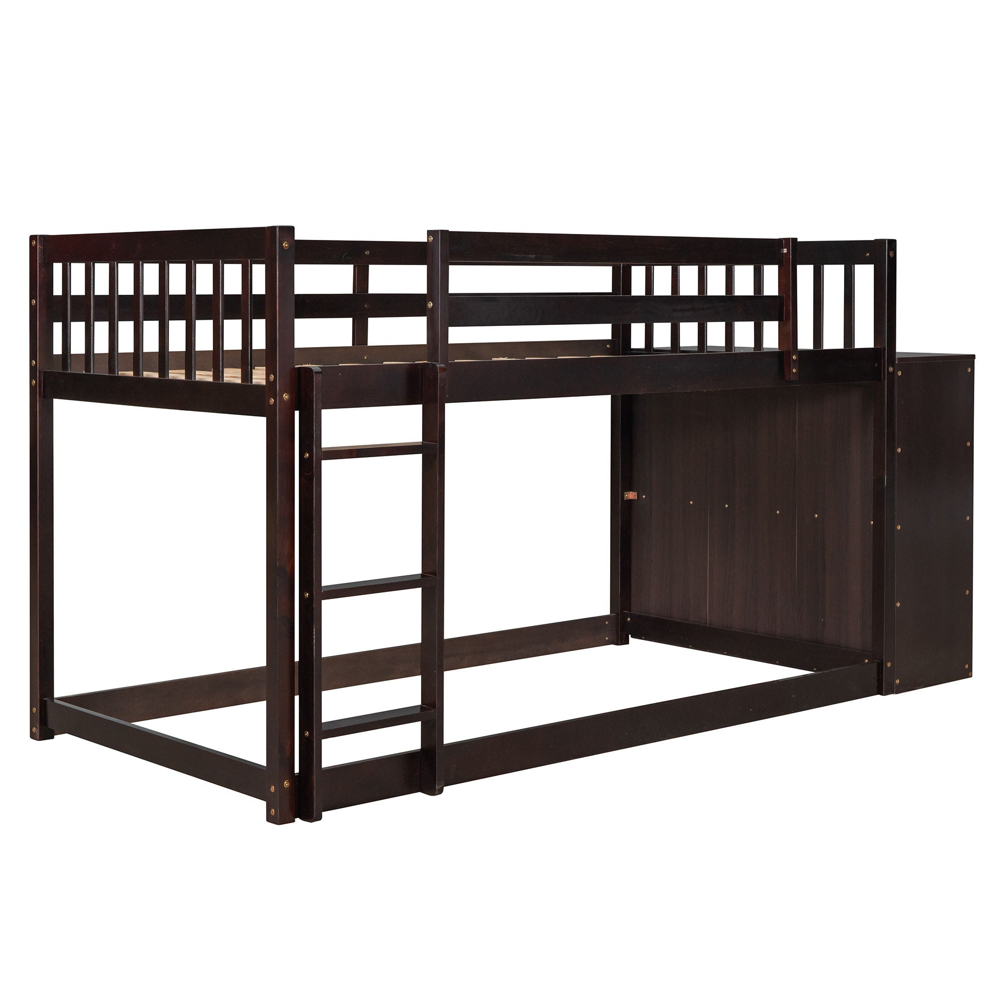 Twin Over Twin Bunk Bed With 4 Drawers And 3 Shelves