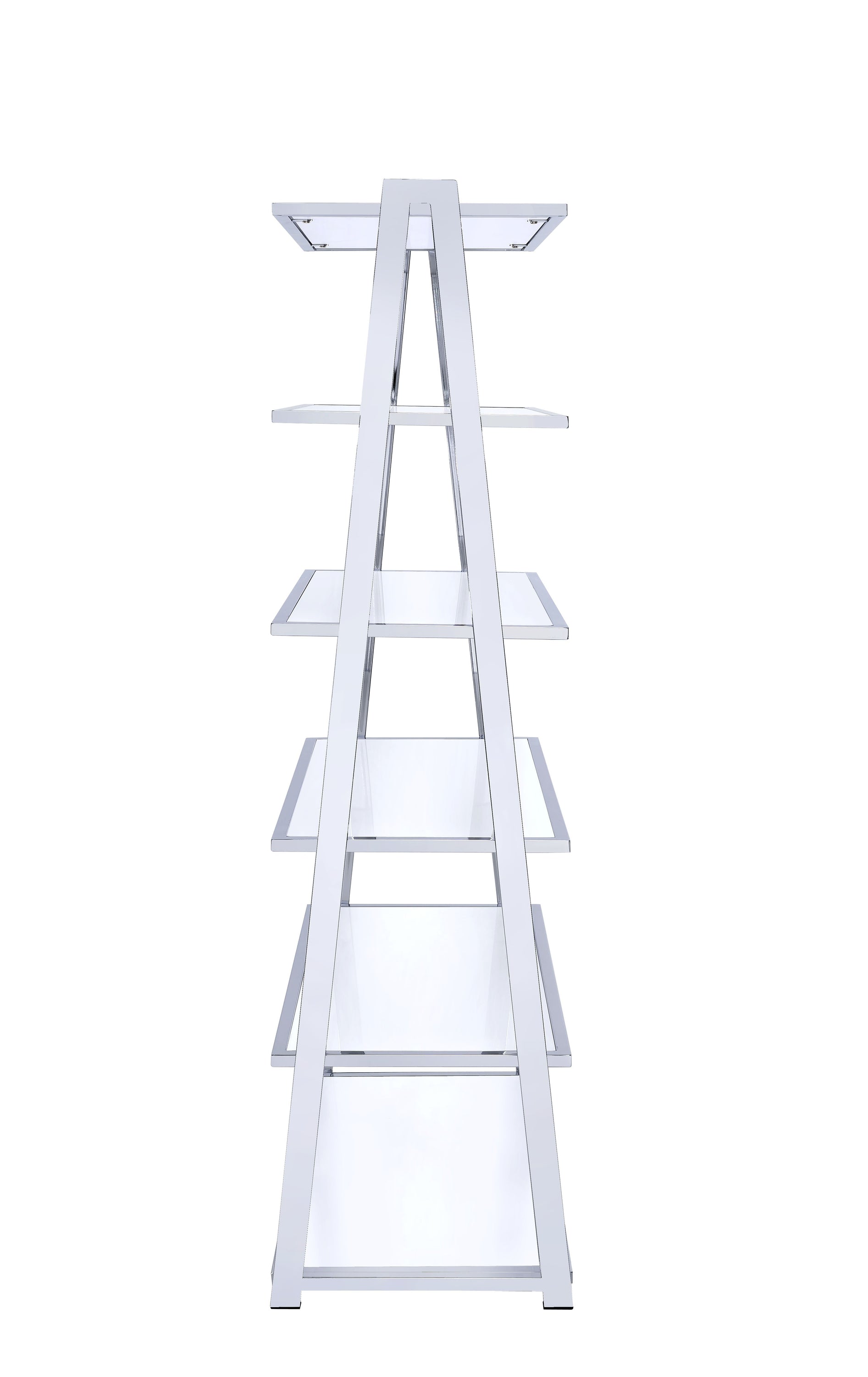 Coleen - High Gloss Chrome Bookshelf - White