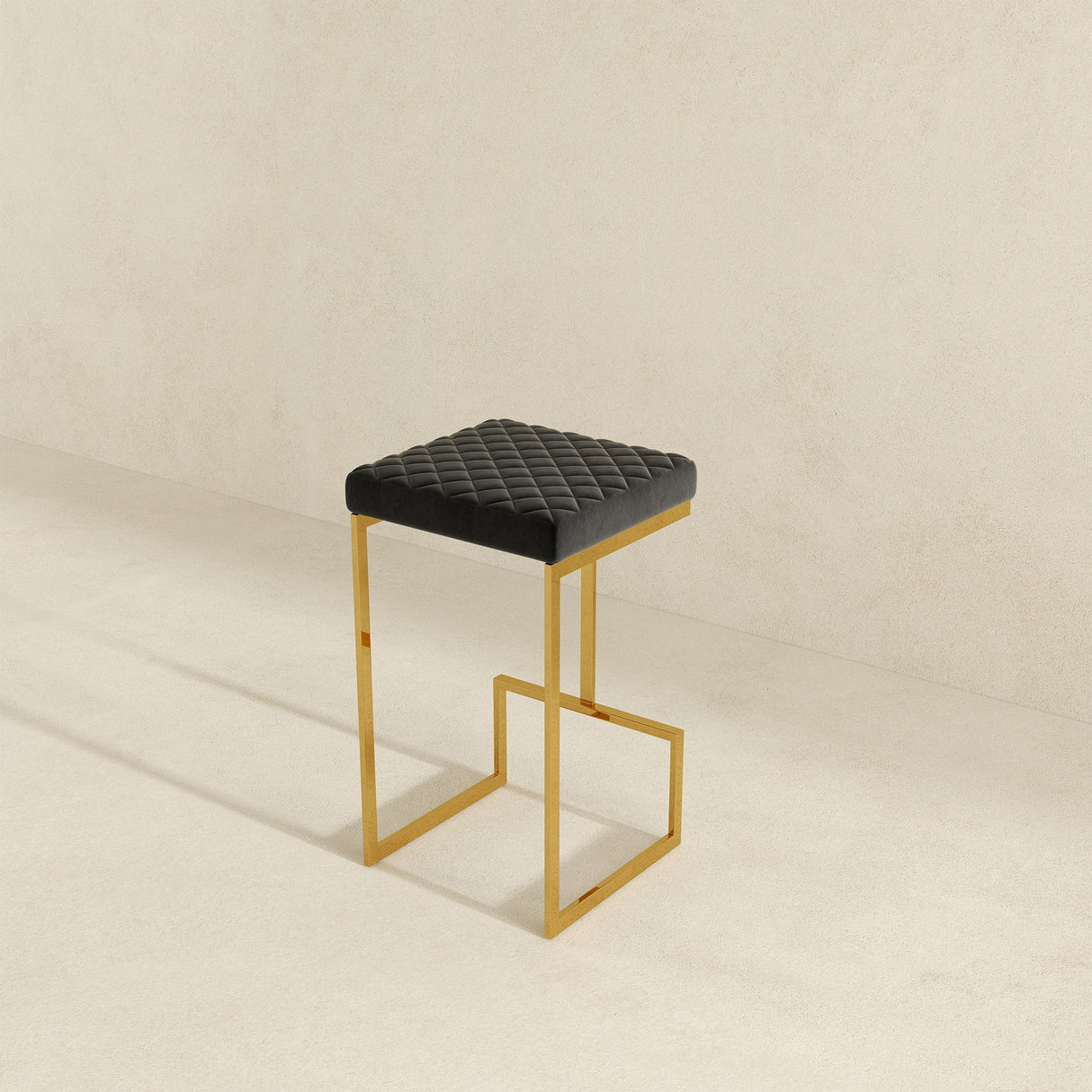 Joel - Upholstered Stool - Black / Gold