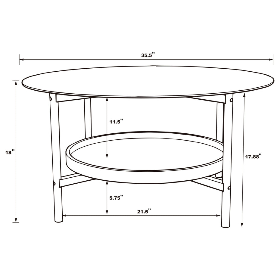 Delfin - Round Glass Top Coffee Table - Black And Brown