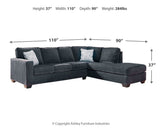 Altari - Right Arm Facing Corner Chaise With Sleeper 2 Pc Sectional - Slate