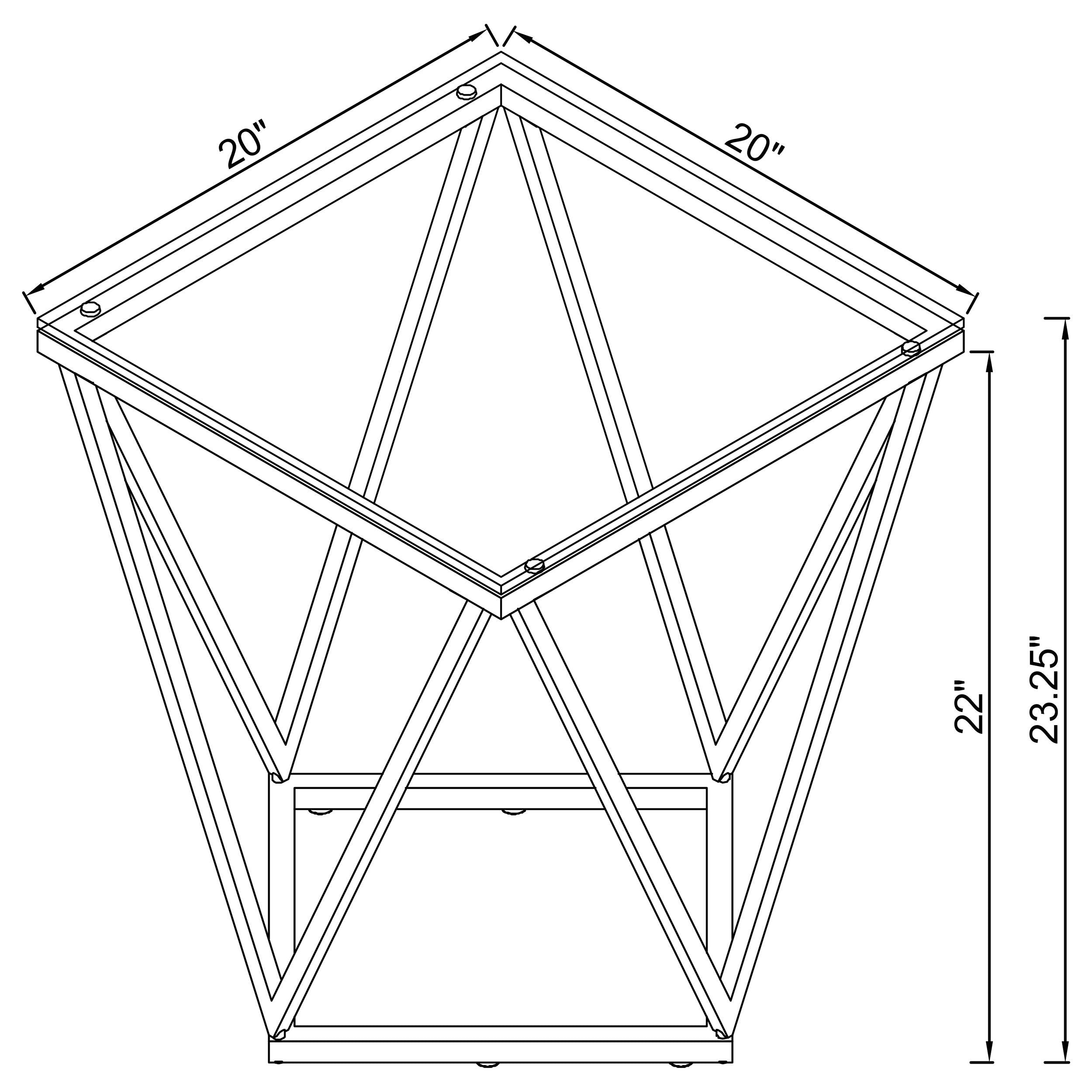 Brittania - Square Glass Top Geometric End Table - Nickel