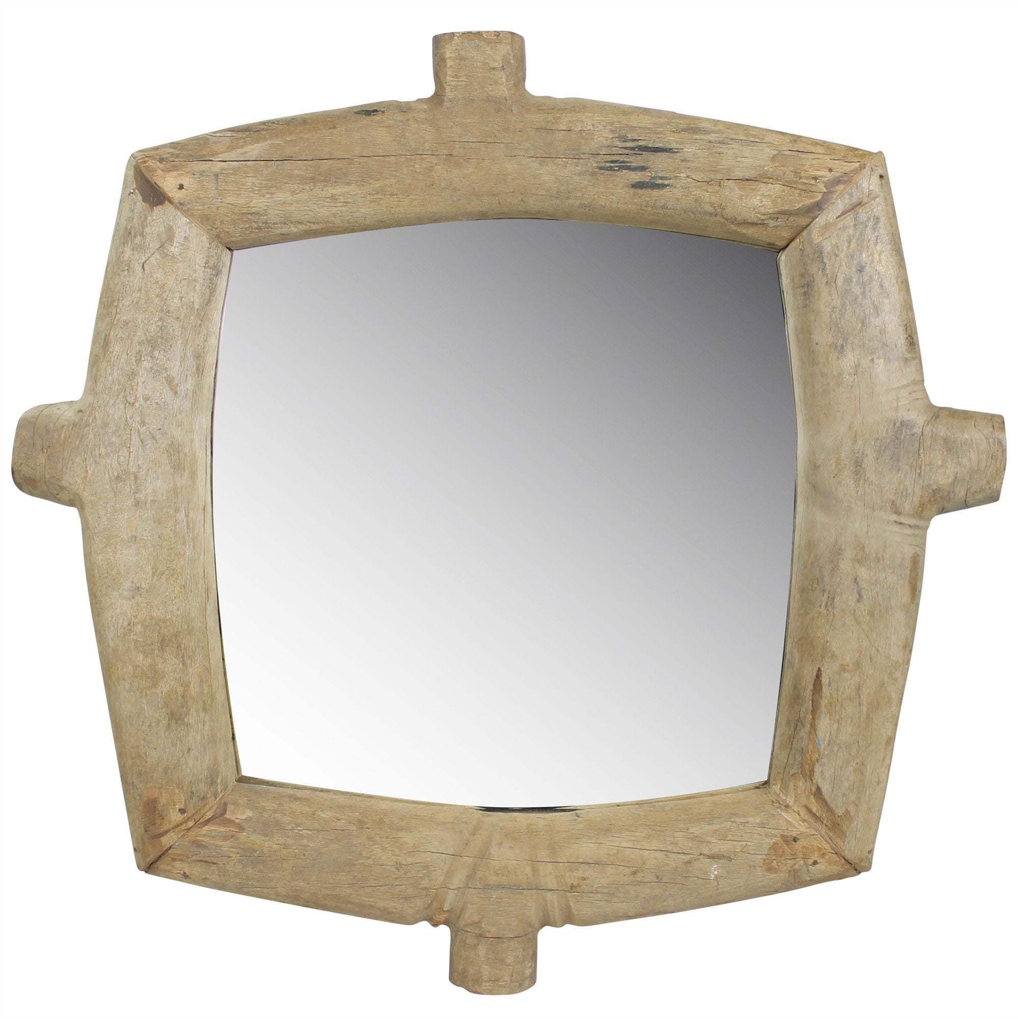 Wooden Square Wall Mirror - Natural