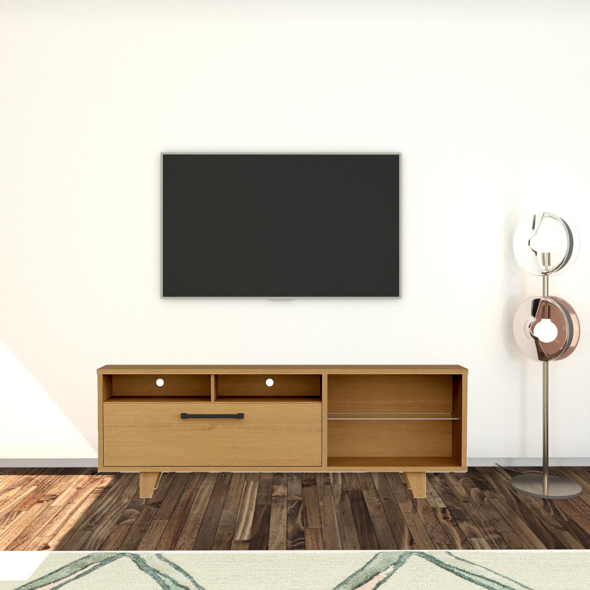 Manufactured Wood Open Shelving TV Stand - Brown