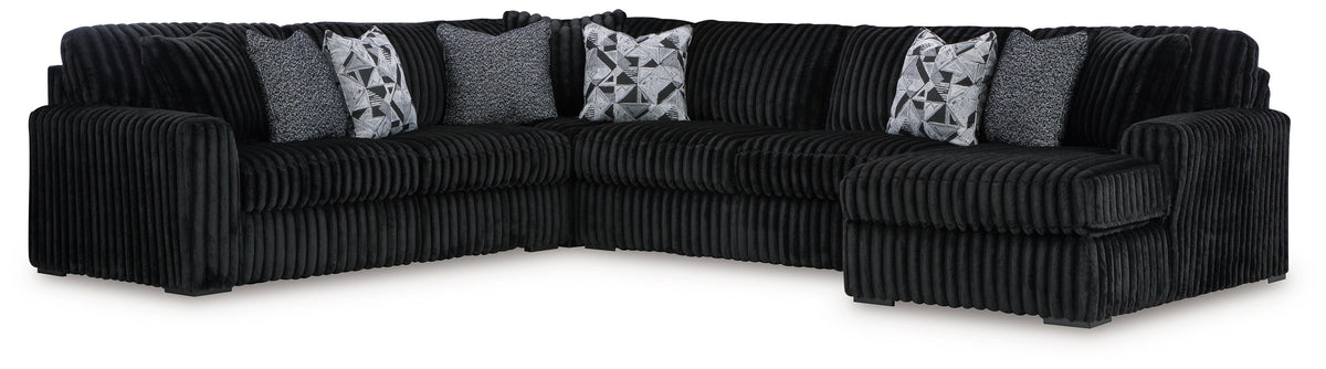 Midnight-Madness - Sectional Black 4 Pc. Right Arm Facing Corner Chaise Sectional by Signature Design by Ashley® | Bel Furniture
