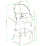 Modern 2 Piece Minimalist Upholstered Bar Stool Set - Mushroom by Walker Edison | Bel Furniture