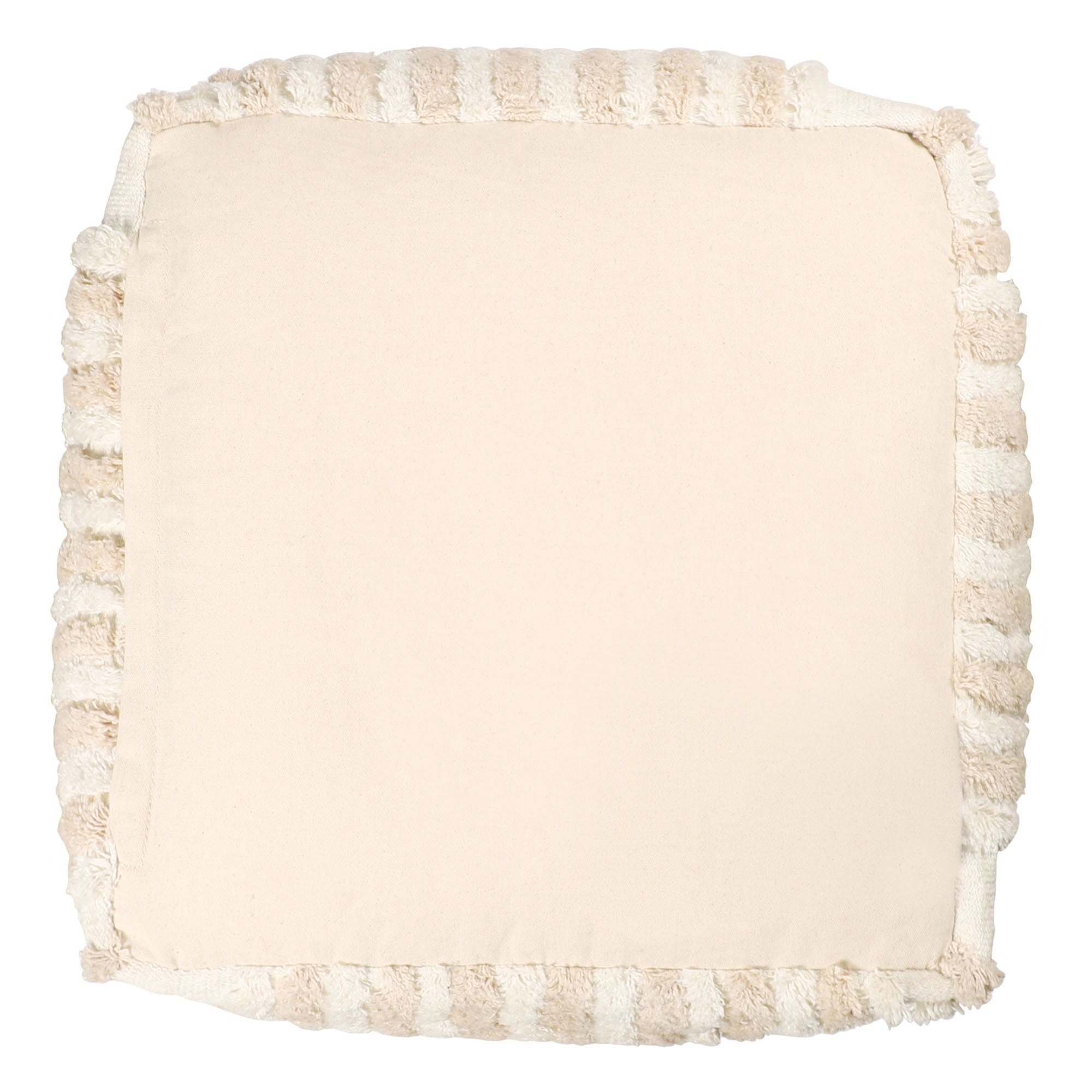 Cotton Cube Striped Pouf Ottoman - Beige