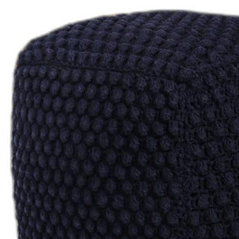 Cotton Blend Pouf Ottoman - Navy Blue