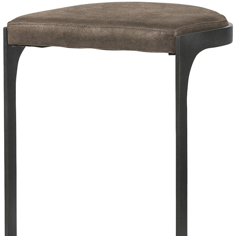 Leather And Iron Backless Counter Height Bar Chair - Brown