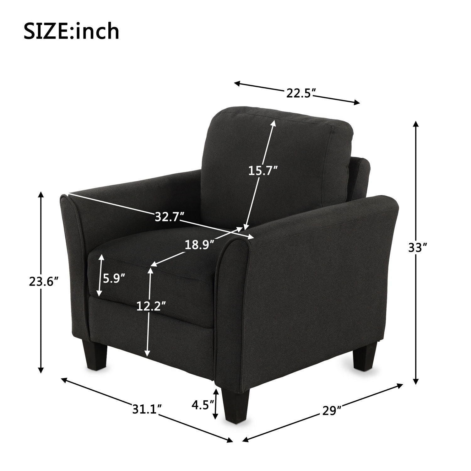 Living Room Furniture Armrest Single Sofa