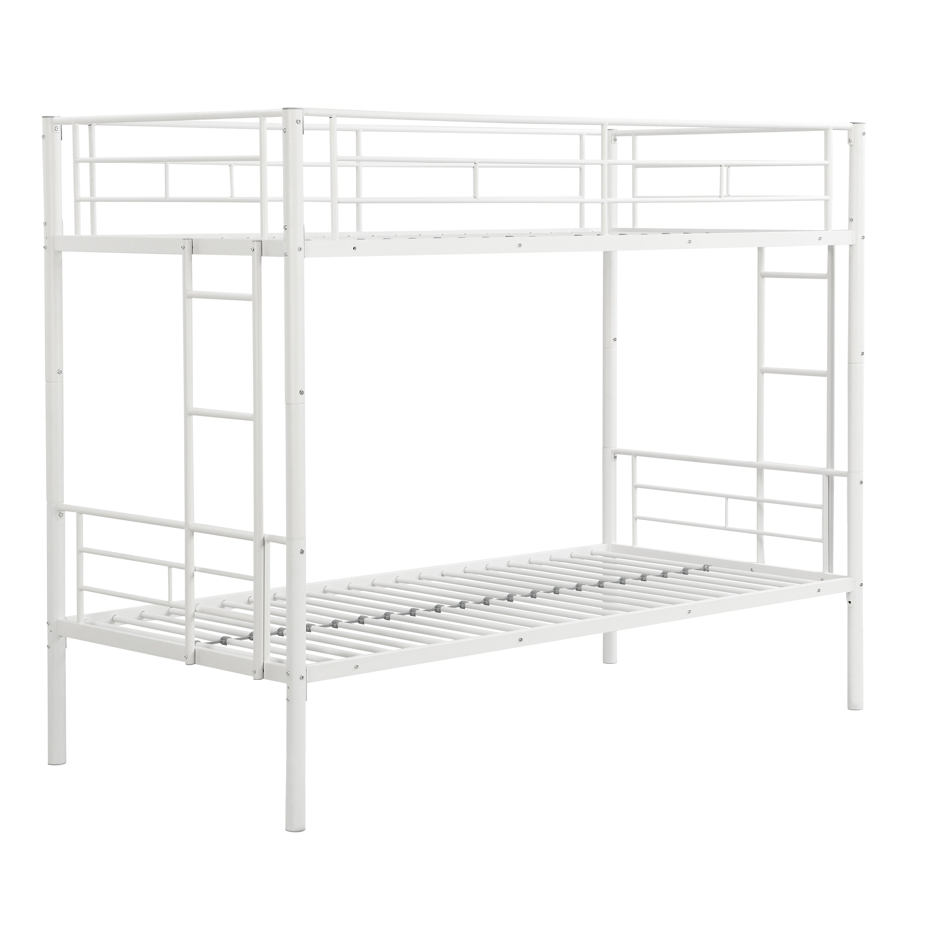 Twin Over Twin Metal Bunk Bed - White