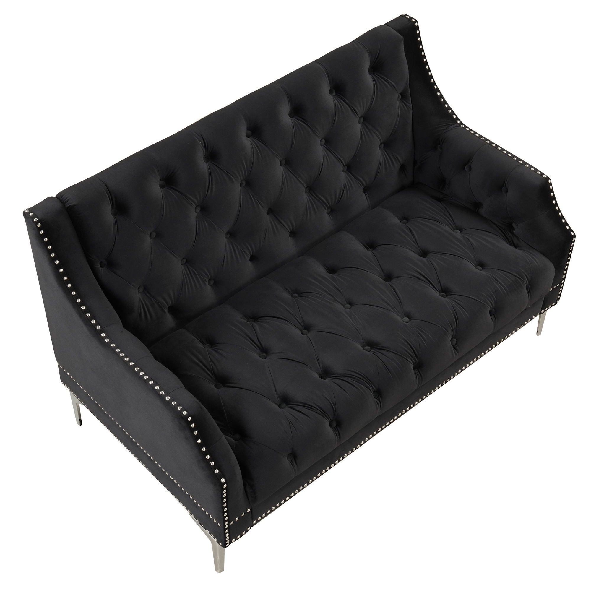 Modern Sofa Dutch Plush Upholstered Sofa With Metal Legs, Button Tufted Back