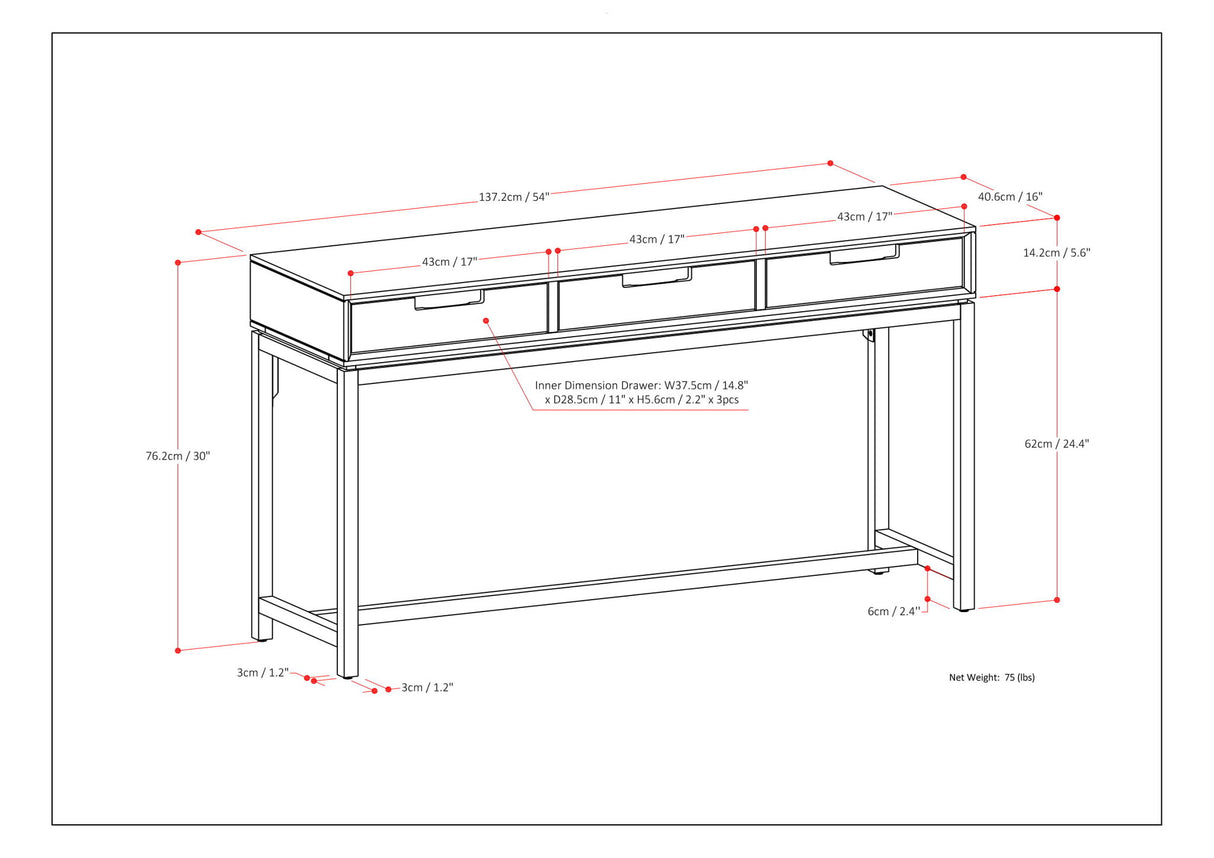 Banting - Mid Century Wide Console Table - Walnut Brown by Simpli-Home | Bel Furniture