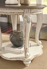 Realyn - White / Brown - Round End Table by Signature Design by Ashley® | Bel Furniture