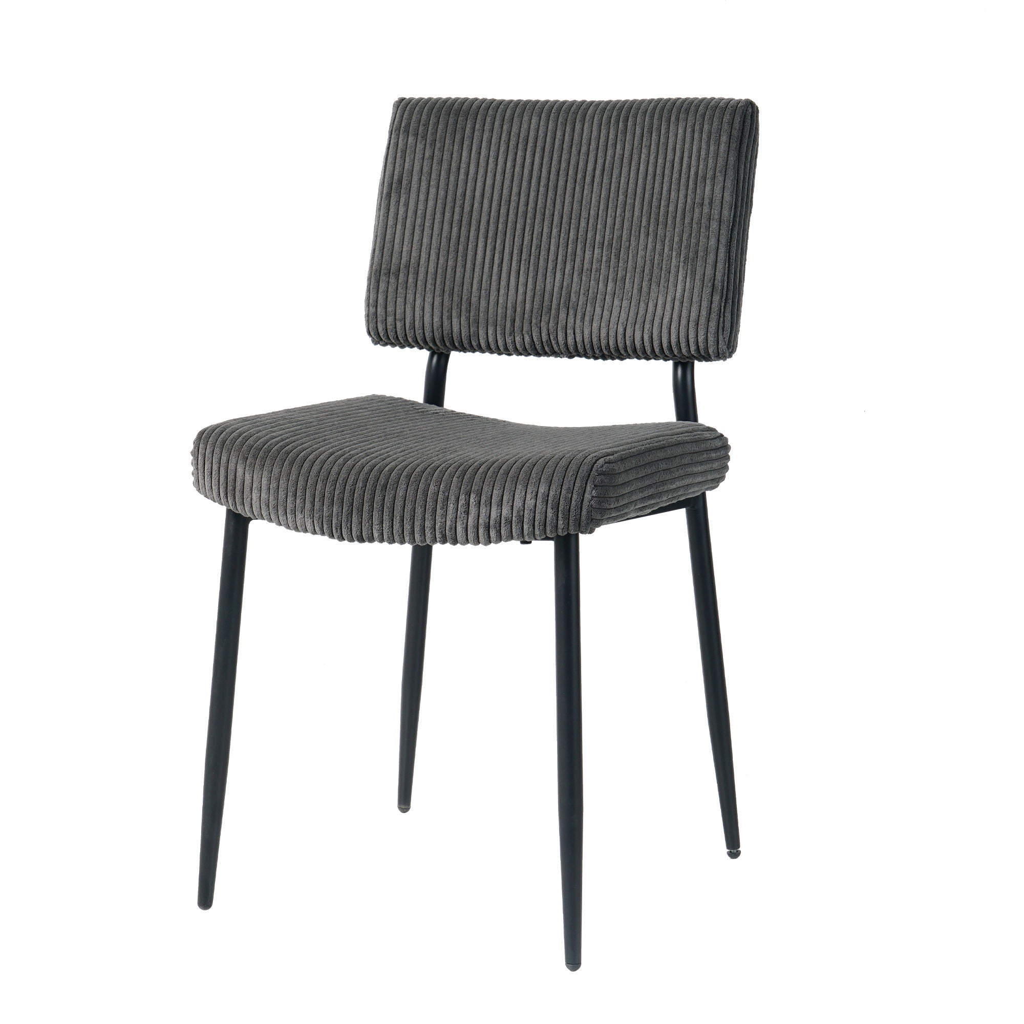 Modern Gray Simple Velvet Dining Chair Fabric Upholstered Chair Family Bedroom Stool Back Dressing, Black Round Table Set, Chair Metal Legs (Set of 3) - Black / Dark Gray