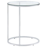 Kyle - Oval Glass Top C-Shaped Sofa Side Table - Chrome by CoasterEveryday | Bel Furniture