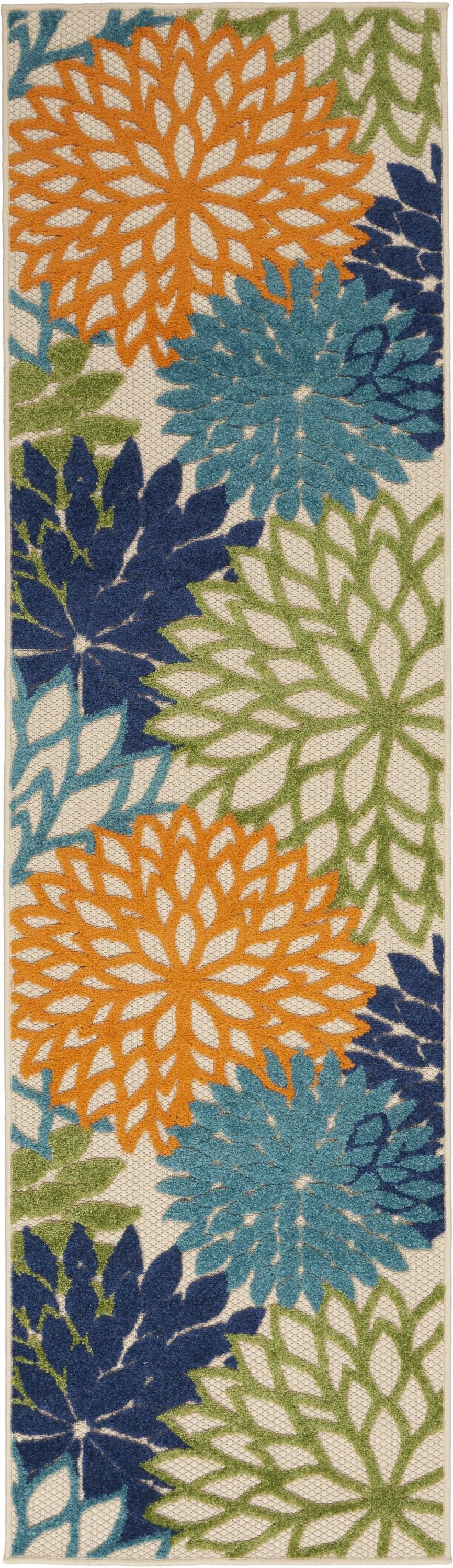 2' X 6' Floral Indoor / Outdoor Area Rug - Multicolor