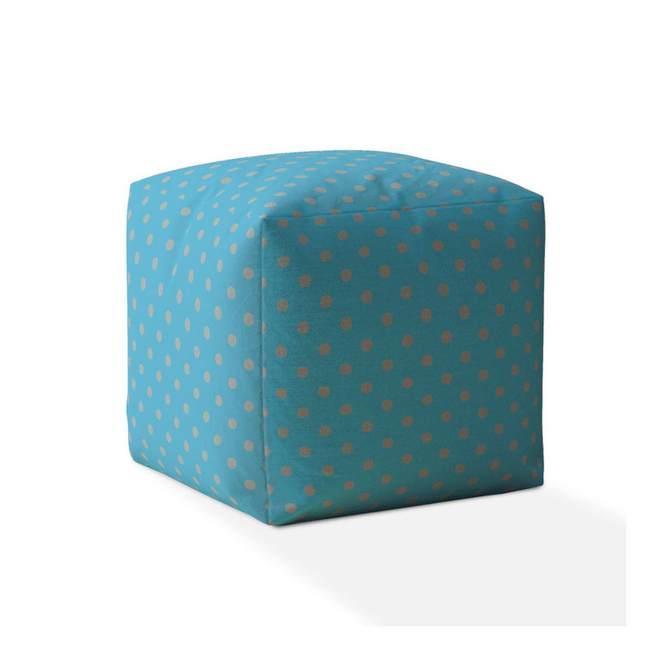 Cotton Polka Dots Pouf Cover - Blue / Gray