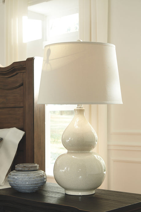 Saffi - Cream - Ceramic Table Lamp by Signature Design by Ashley® | Bel Furniture