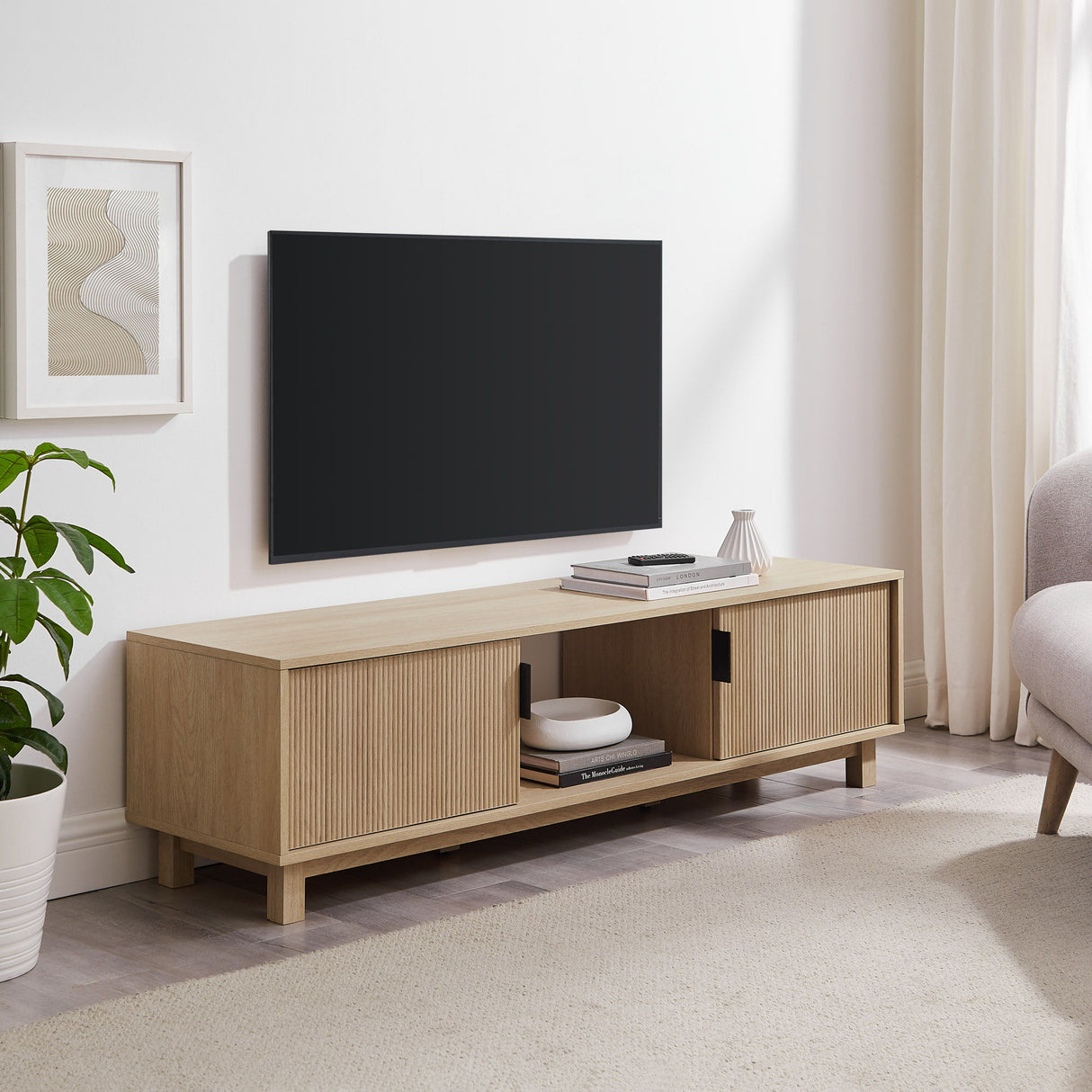 Modern Fluted Door Minimalist TV Stand by Walker Edison | Bel Furniture