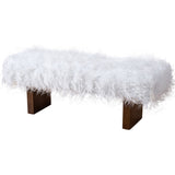 Henley - Fur Bench - White Khaki by Ashcroft Furniture | Bel Furniture