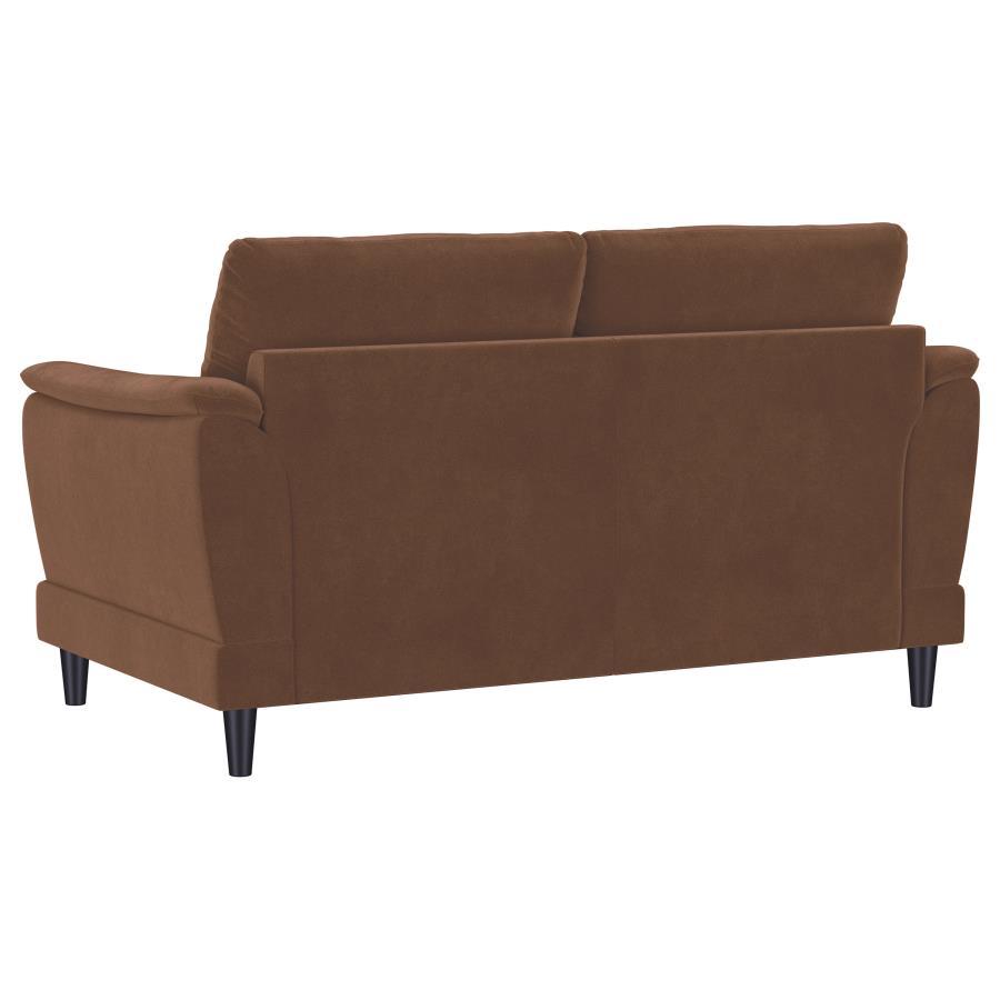 Selma - 2 Piece Velvet Upholstered Crescent Arm Sofa Set - Rust by Coaster Fine Furniture | Bel Furniture