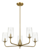Dazzle - 5 Lights Chandelier With Clear Seeded Satin - Antique Brass / Clear / Gold