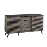 Contemporary Sliding Slat Door Sideboard Dark Gray by Walker Edison | Bel Furniture
