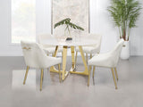 Gwynn - Round Marble Stainless Steel Dining Table - Gold by Coaster Fine Furniture | Bel Furniture