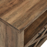 Industrial Farmhouse Metal Mesh Drop Down X Door Fireplace TV Stand by Walker Edison | Bel Furniture