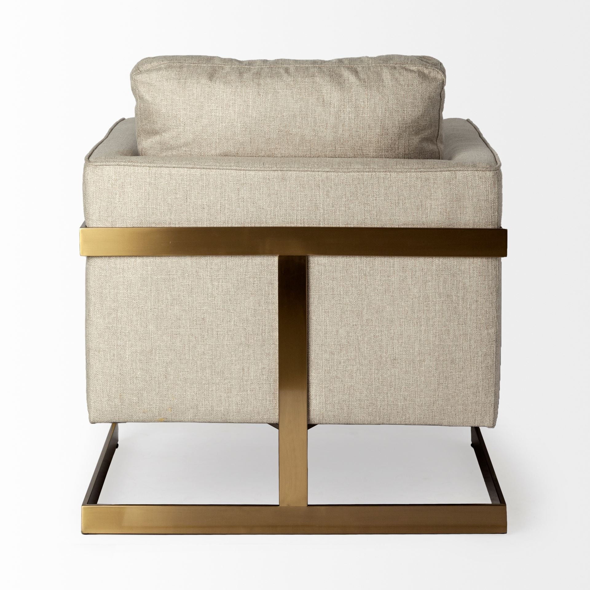 Fabric Club Chair - Cream / Gold