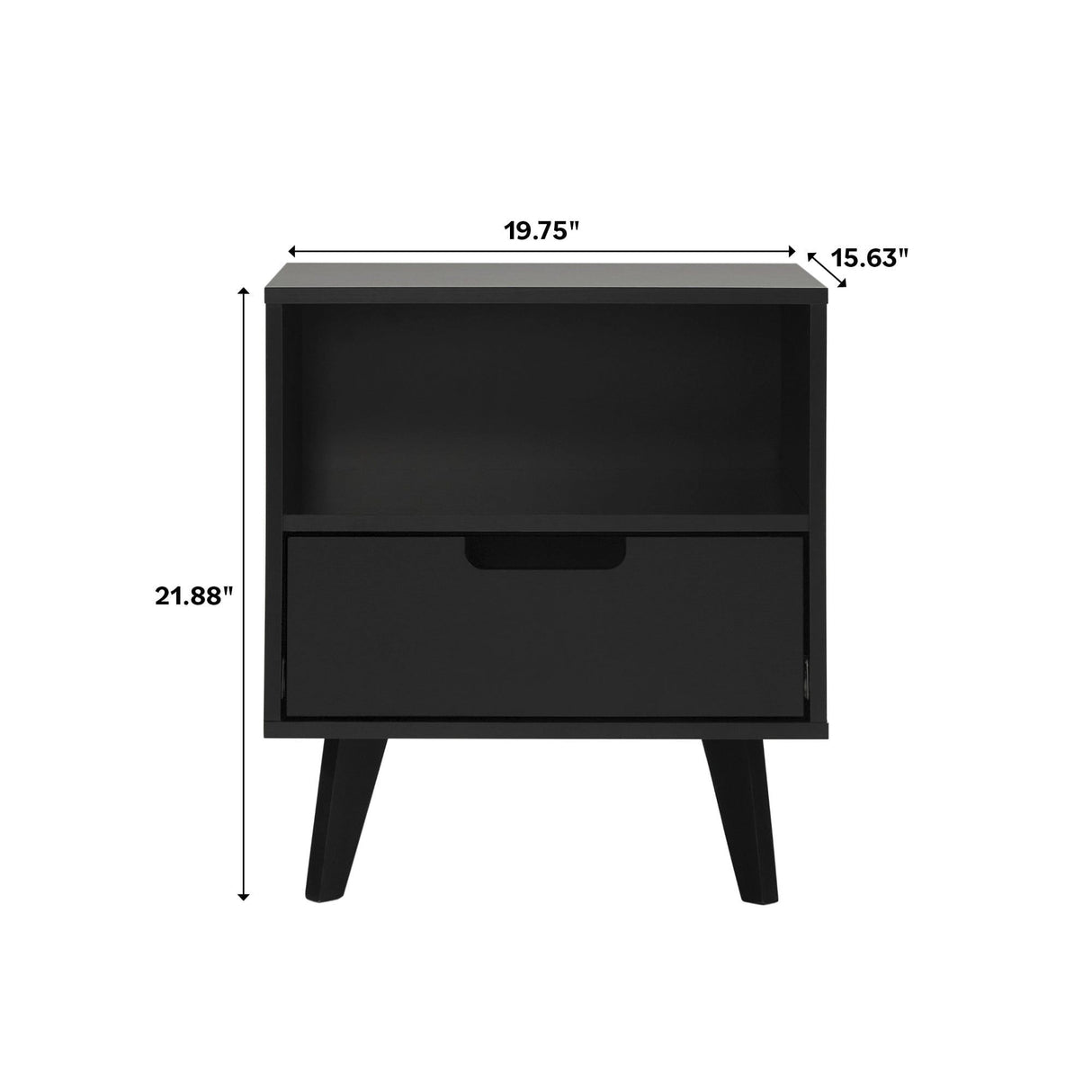 Modern 1 Drawer Nightstand With Open Cubby by Walker Edison | Bel Furniture