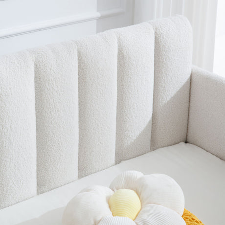 Elena - Boucle Upholstered Daybed, Ribbed Tufted Backrest - view 4