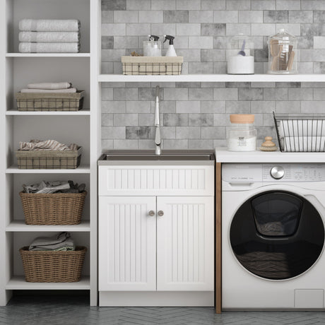 Beckham - Laundry Cabinet & Faucet And Stainless Steel Sink by Simpli-Home | Bel Furniture