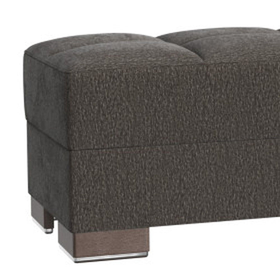 Chenille Tufted Storage Ottoman - Brown / Gray