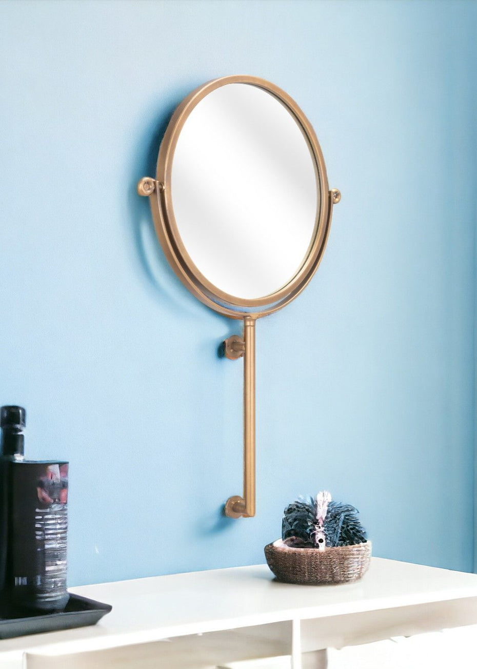 Round Wall Mount Mirror - Gold