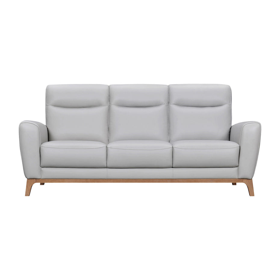 Sofa Leather With Brown Legs - Gray