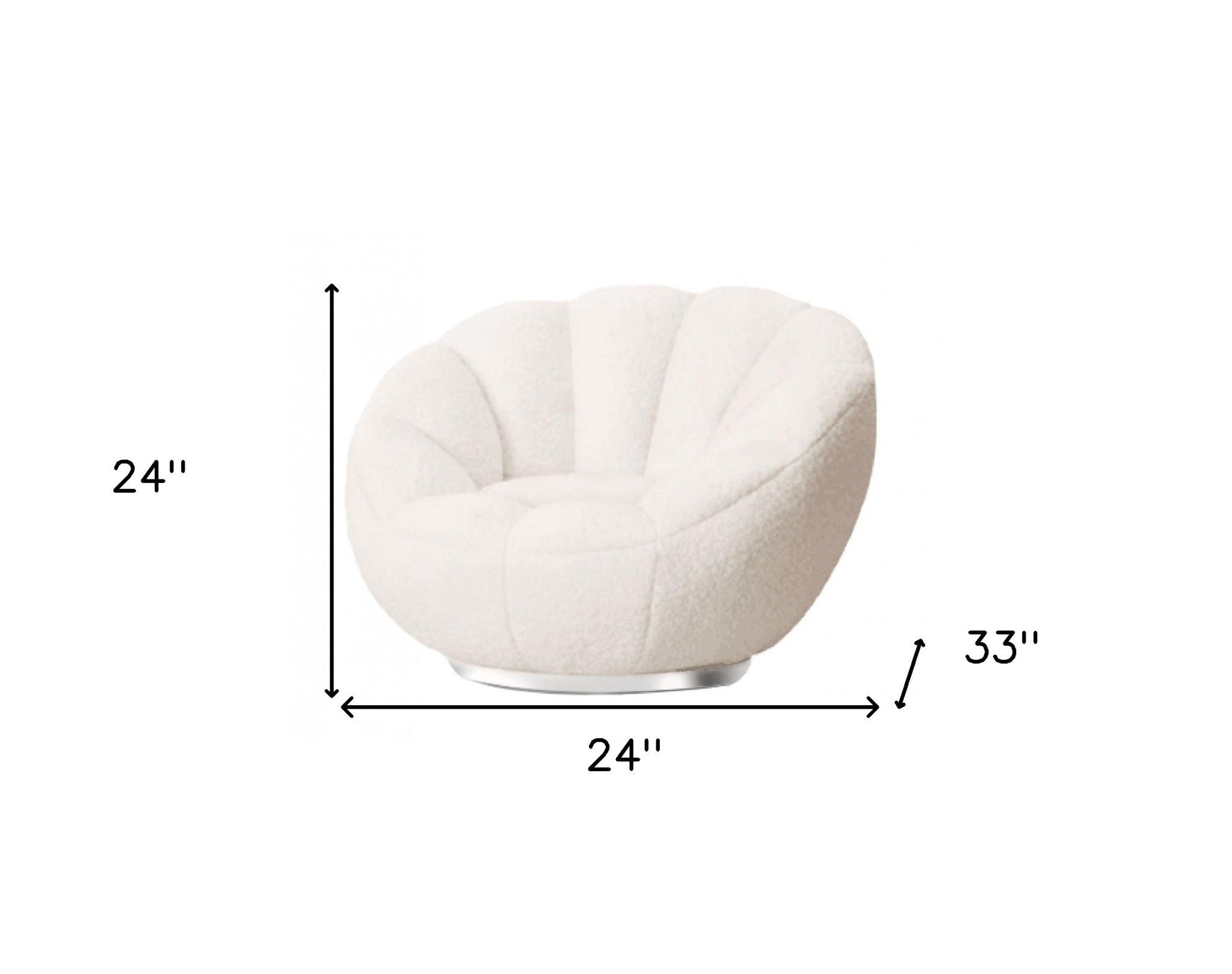 Sherpa And Silver Clamshell Swivel Barrel Chair - White