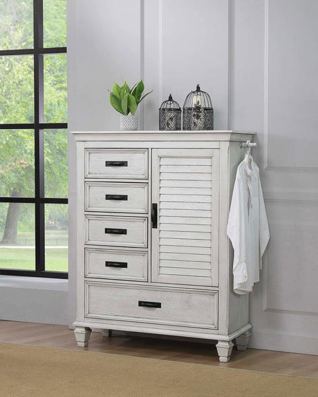 Franco - 5-Drawer Door Chest White by CoasterEssence | Bel Furniture