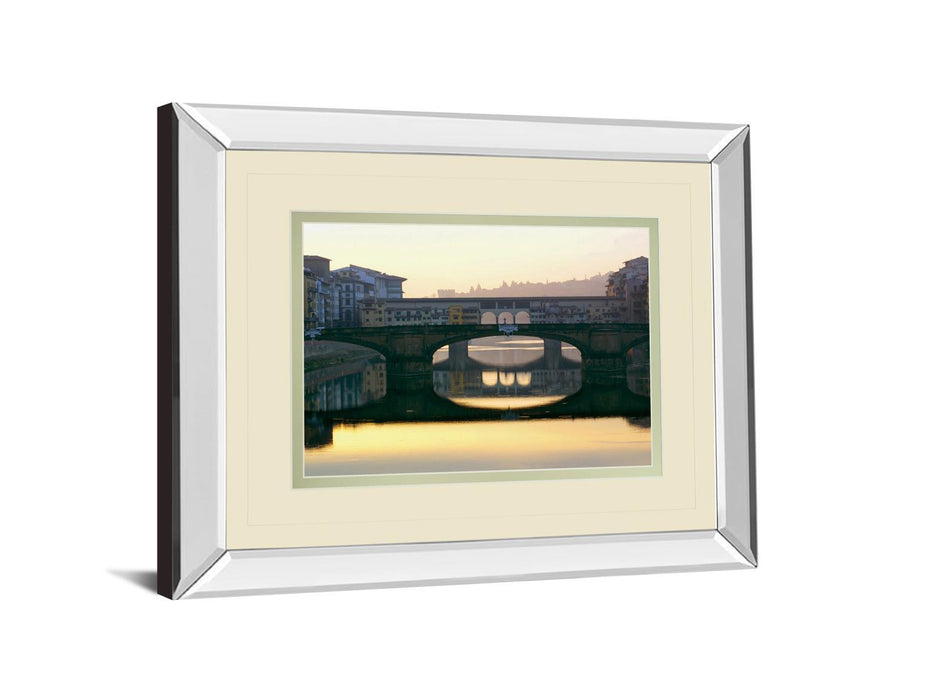 Ponte Vecchio By Bill Philip - Mirror Framed Print Wall Art - Yellow