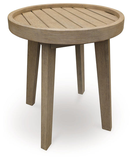 Marina Sun - Beige - Round End Table by Signature Design by Ashley® | Bel Furniture