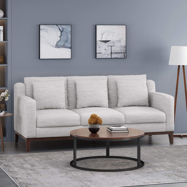 Comfy 3 Seat Sofa With Wooden Legs, Modern For Living Room And Study - Light Gray