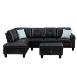Irine - Faux Leather Sectional Sofa With Ottoman
