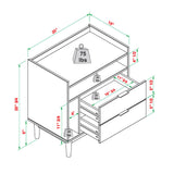 Mid-Century Modern Solid Wood 2 Drawer Gallery Nightstand by Walker Edison | Bel Furniture