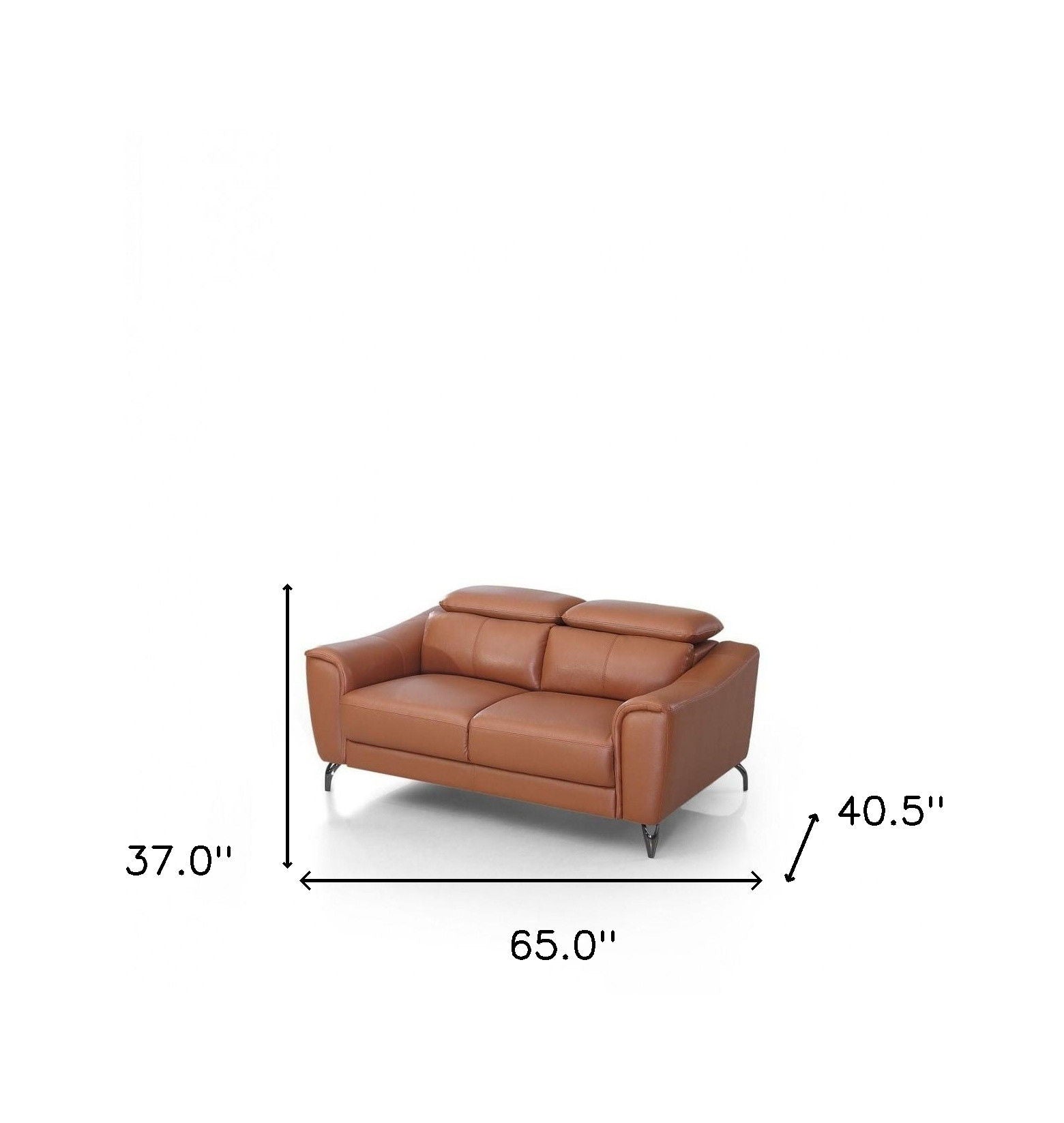 Urban Leather Adjustable Headrest Loveseat - Brown