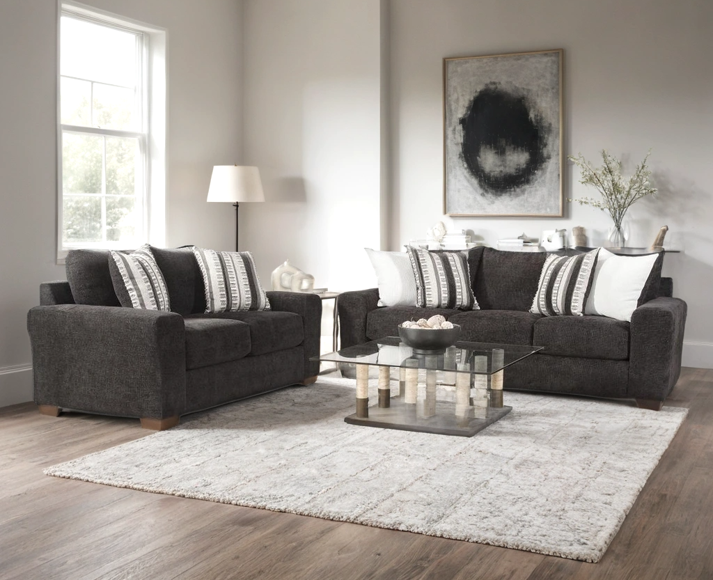 Zazie Black 2-Piece Sofa & Loveseat Set